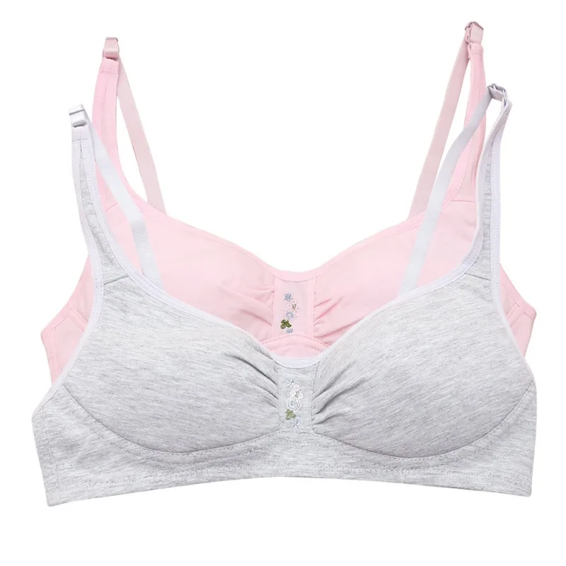 Young Girls Cotton Embroidered 1PCS Breathable Training Bra Yoga Sports Running Bra Soft Padded Cotton Girls Clothes