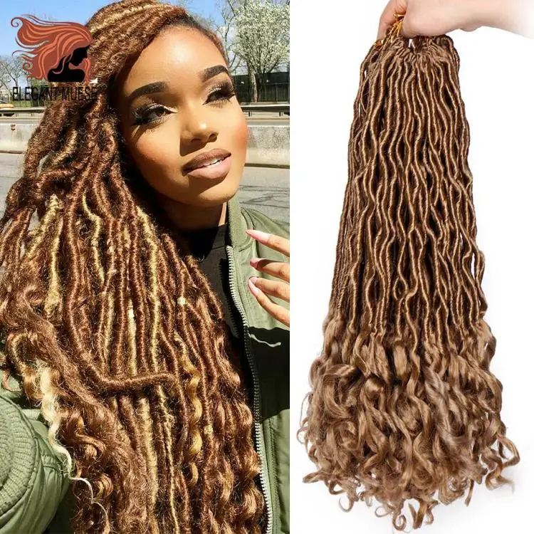 Элегантные Музы богемные вязанные косички Faux locs Curly вязанные волосы 18 дюймов 24 пряди Омбре косички для наращивания синтетические волосы