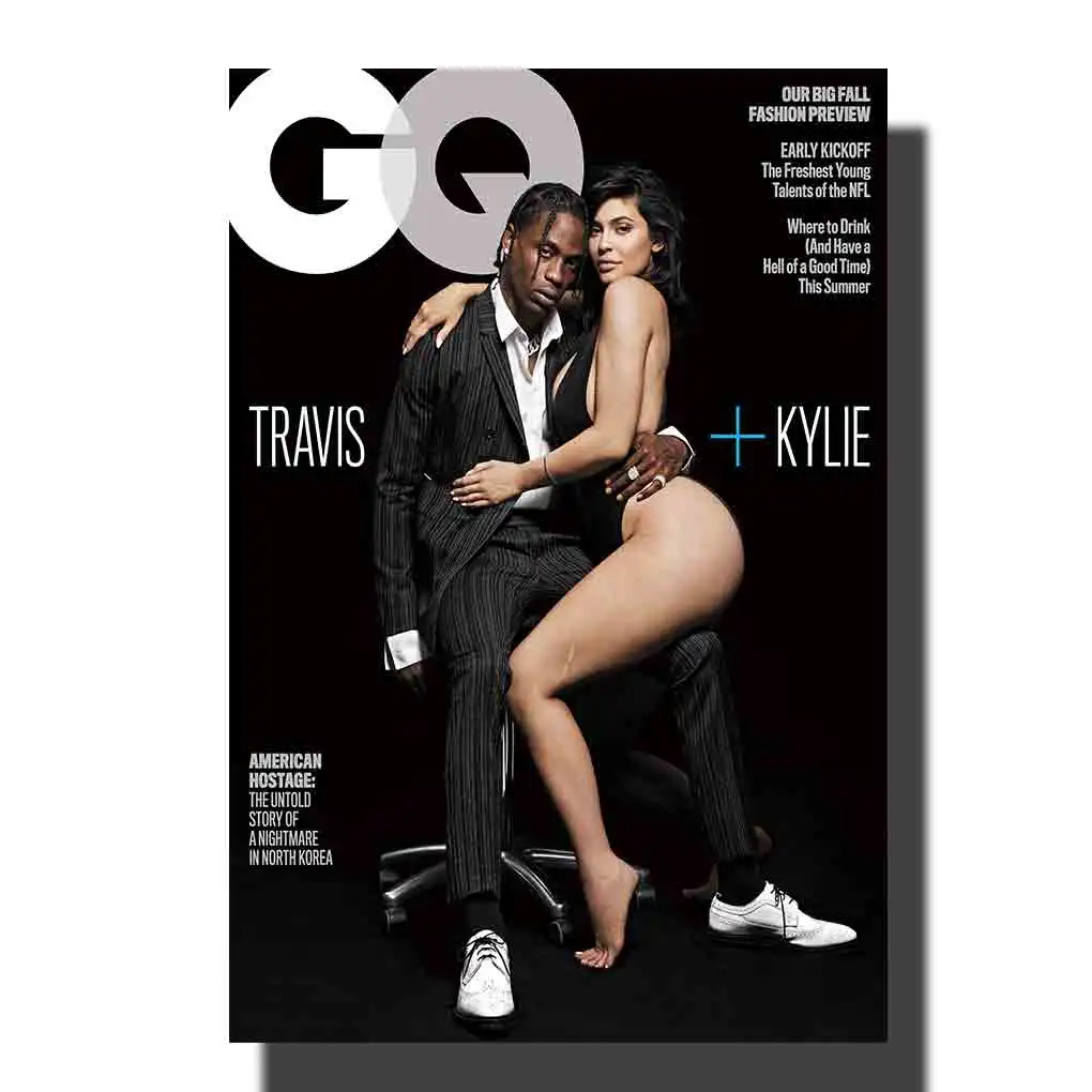 

M184 Kylie Jenner Travis Scott 2018 Fashion Star Music Singer Poster Fabric Room Decor Wall Pictures 24x36in Canvas Painting