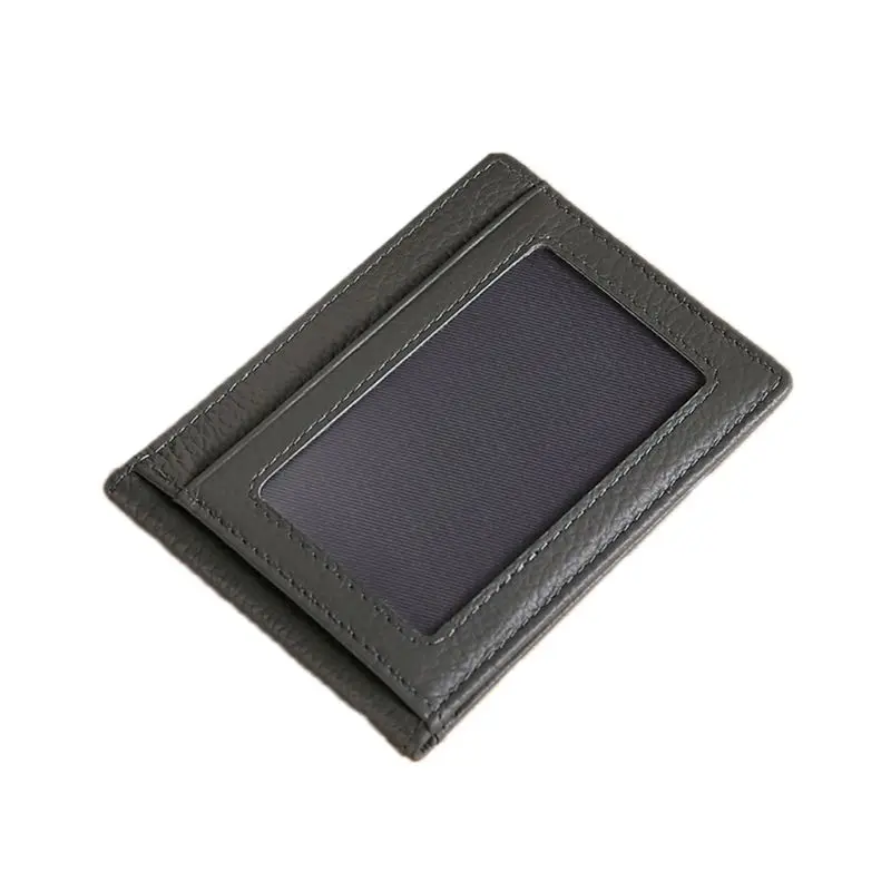 Серый Portable Genuine Leather Drivers License Card Holder Organizer Clear Window Wallet Case A69C - Цвет: Серый