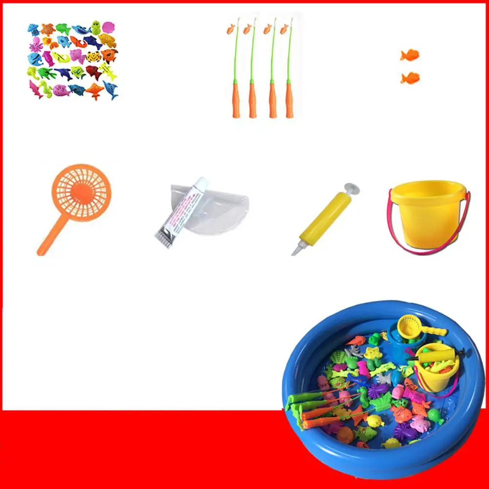 54 sets Забавные магнитные игрушки для рыбалки игровой набор для детей для ванны время бассейн вечерние с полюсом стержень Сеть пластиковый поплавок рыбы - Цвет: 54 sets