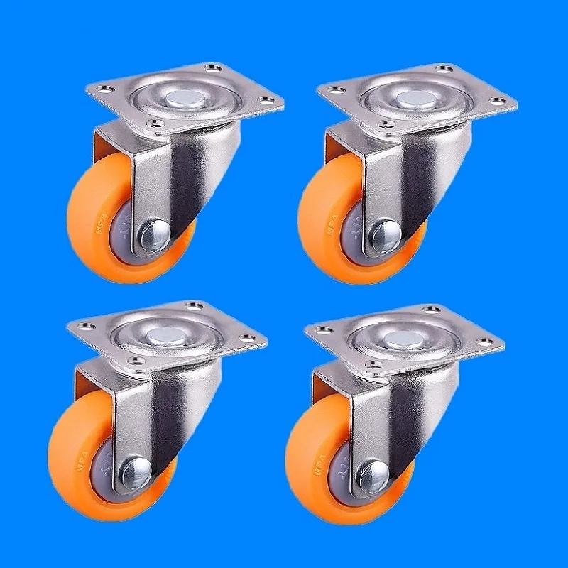 4 x Nylon Swivel Caster Wheels Plate Caster for Trolleys Orange 32mm 17kg