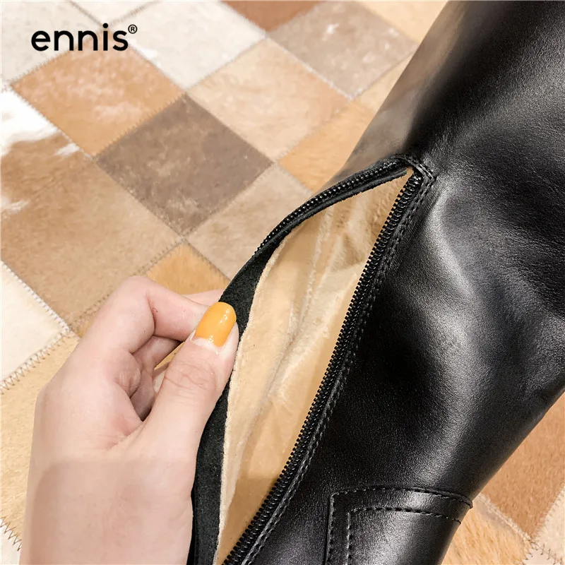 Bottes Ennis Marque Femmes High Knee En Cuir Véritable Hiver Hiver