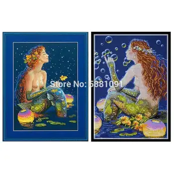 

Mermaid Patterns Counted Cross Stitch 11CT 14CT DIY Chinese Cross Stitch Kits Embroidery Needlework Sets home decor