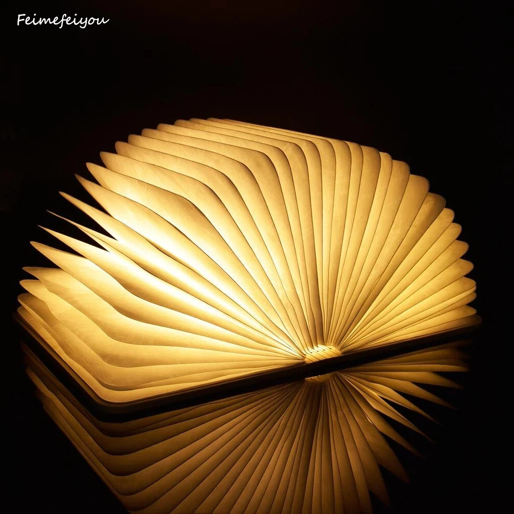 Night Light Led Book Light Wood Grain Book Creative Flip Gift Foldable Mini Children Creative Night Light New