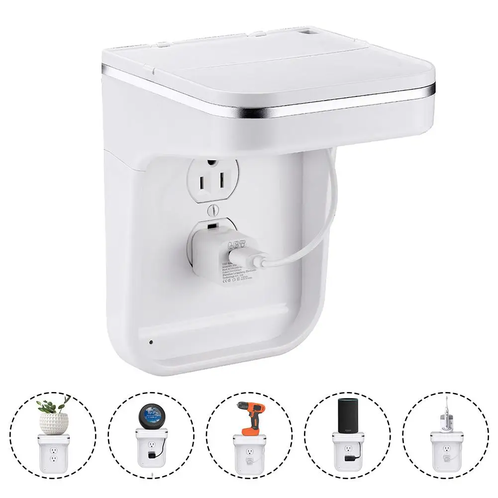 

Outlet Shelf,Wall Socket Bracket Tray Wall Plug Bracket with Night Light Bathroom Storage Bracket US Standard