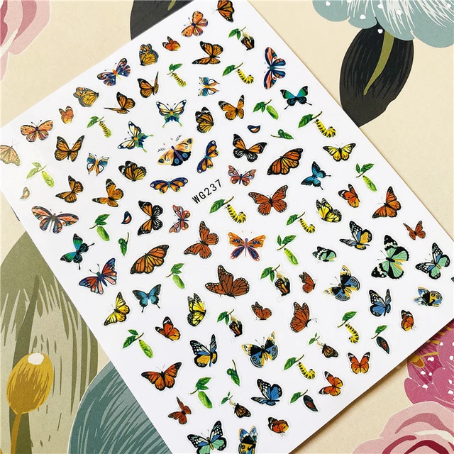 Z-D3702 Z-D3706 Colorful butterfly 3D Back glue Nail decal Nail sticker Nail decoration Nail art Nail ornament WG237