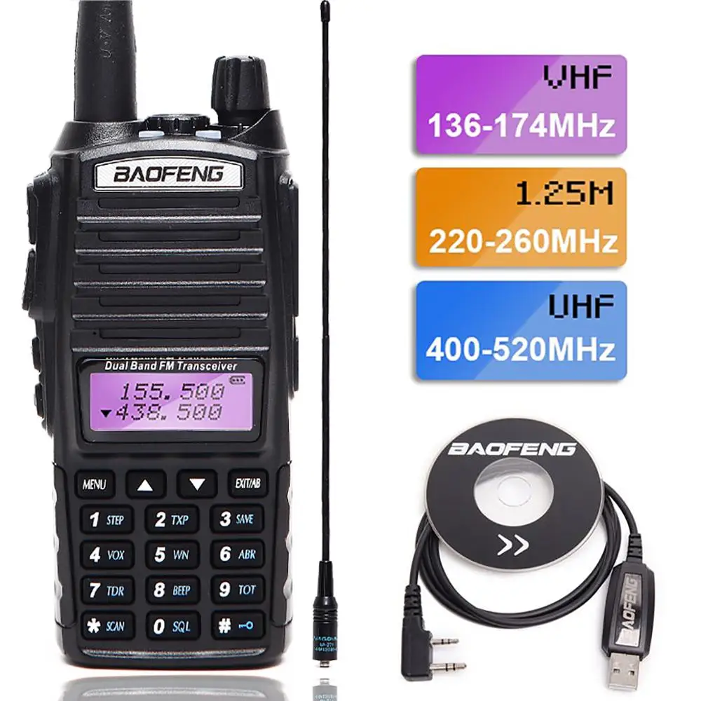 2021 BaoFeng UV-82T трехдиапазонное иди и болтай Walkie Talkie ham УКВ 220-260 МГц uhf диапазона