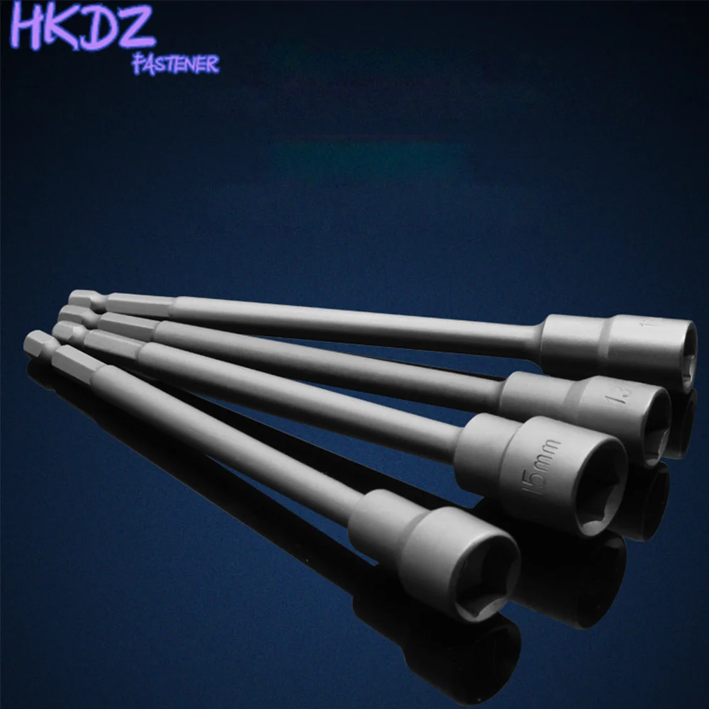 1Pcs 1/4" Hex Shank Power Nut Driver Drill Bit Metric Socket Wrench Screw 6-19mm Magnetic Nut Driver Set Socket Adapter 6