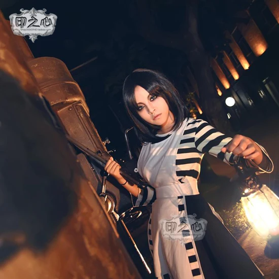  Anime Alice: Madness Returns Cosplay Costumes Actual Version Stripe Dress Maid Suit Female Hallowee