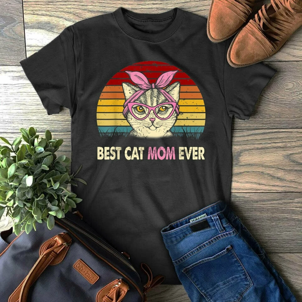 Винтажная футболка с надписью Best Cat Mom Ever подарок на день матери кошкой Майклом