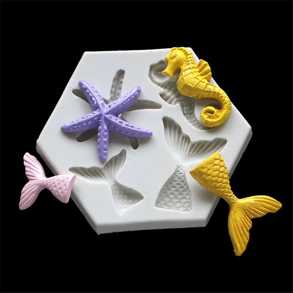 Description Picture 6 of itemMermaid Starfish Baked Silicone Mold DIY Fondant Cake Decorating Accessories Seahorse Liquid Silicone Mold Butterfly Baking Tool