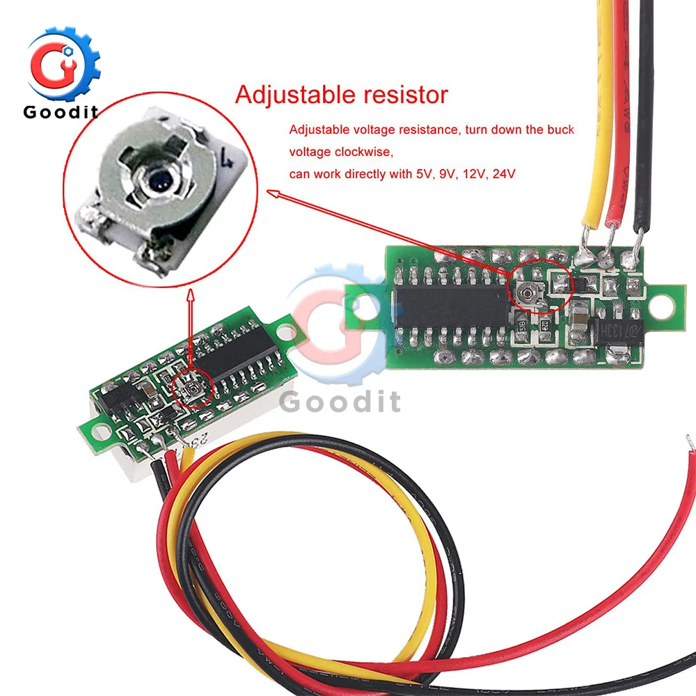 DC 0-100V светодиодный Дисплей цифровой мини-датчик напряжения постоянного тока Вольтметр 3-жильный Панель вольтметр 0,28 дюймов детектор монитор инструменты