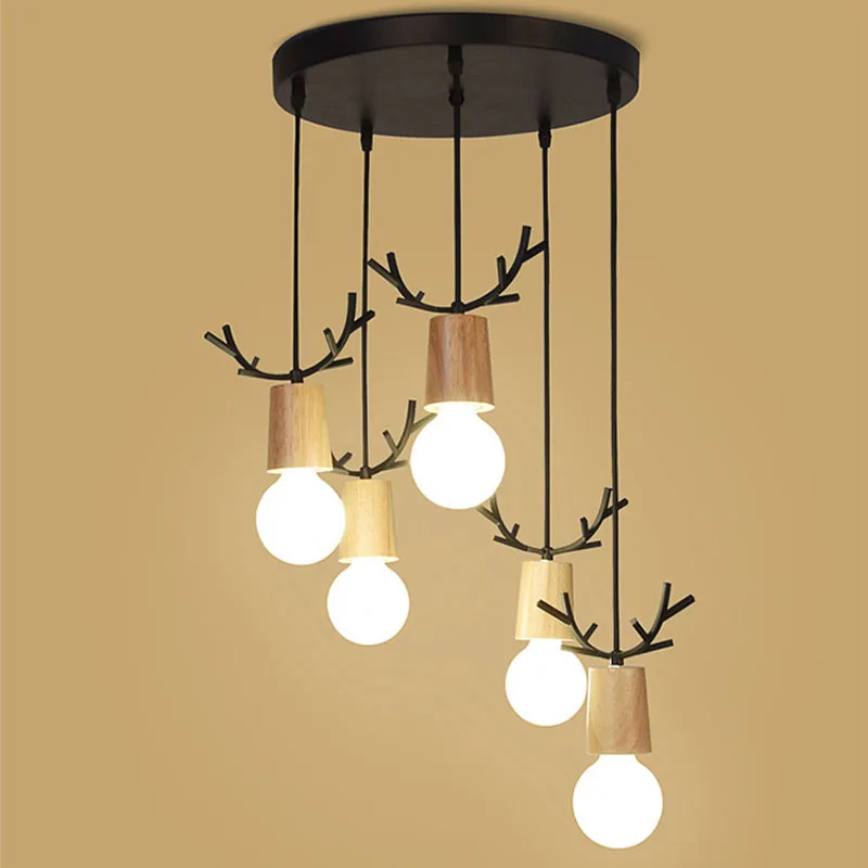 

Deer Head Chandelier Nordic Bedroom Bedside Living Room Entrance Creative Personality Aisle Hallway Stairs Led shi mu deng