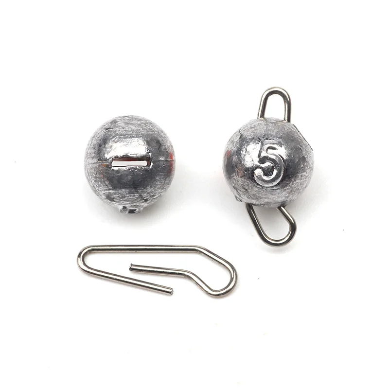 Round Ball Sinkers com giro, Pesca Peso Sinker, Deep Water Bullet, Equipamento de pesca Acessórios, 3g-28g, 5pcs por lote