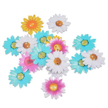 

20PCs Mixed Flower Daisy Wooden Buttons 2 Holes Scrapbooking Craft Decor Flower Painting Sewing Buttons Home Needlework Hot