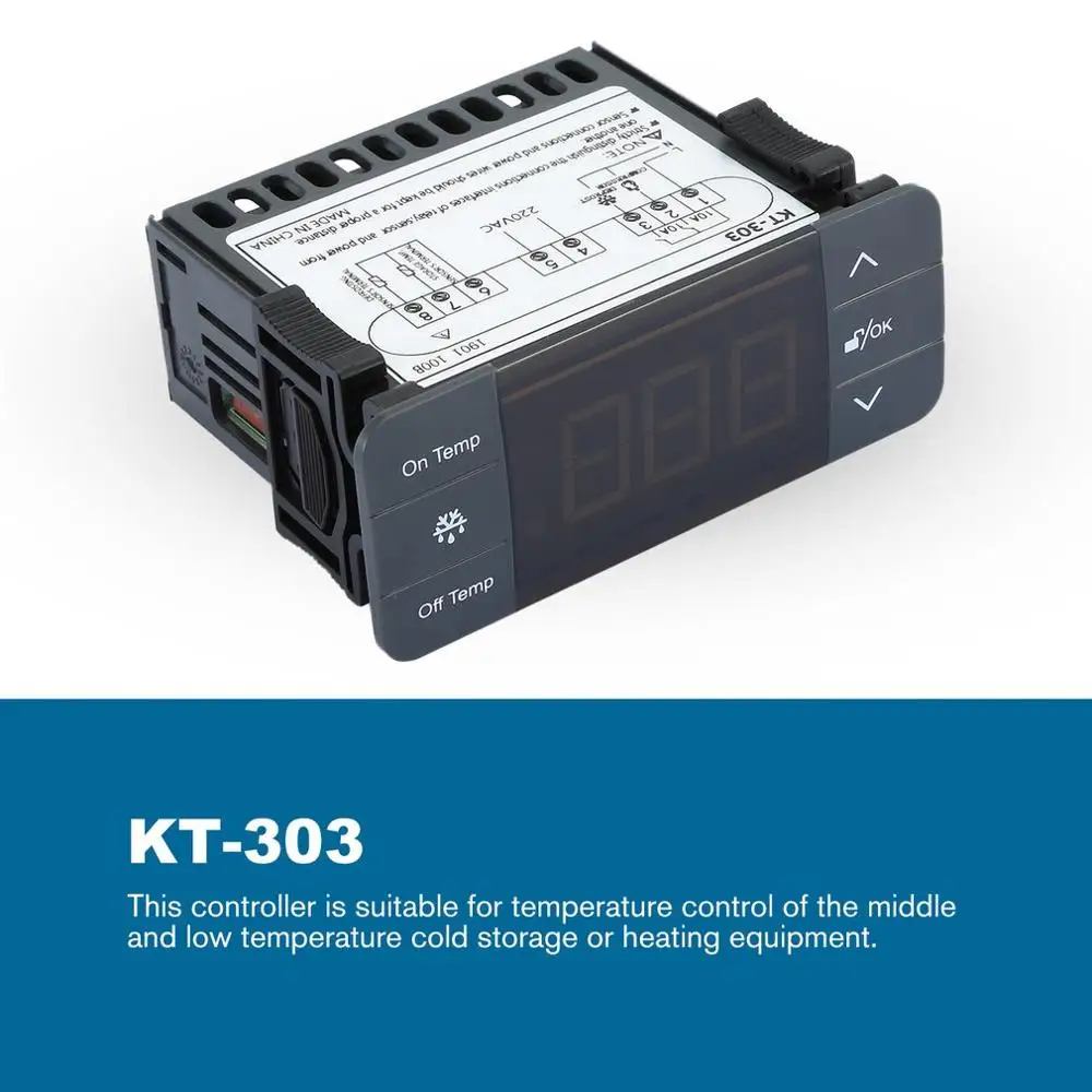 KT-303 цифровой Температура контроллер терморегулятор Термостат Регулятор температуры с термопарным Сенсор с холодильными функция размораживания