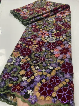 

Nigerian Sequins Lace Fabrics 2020 High Quality Lace African Lace Fabric For Wedding Dress French Tulle Lace Material YA3474B-3