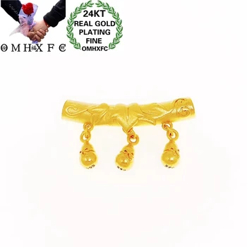 

OMHXFC Jewelry Wholesale YM244 European Fashion Hot Fine Woman Man Party Birthday Wedding Gift Leaf Tube 24KT Gold Pendant Charm