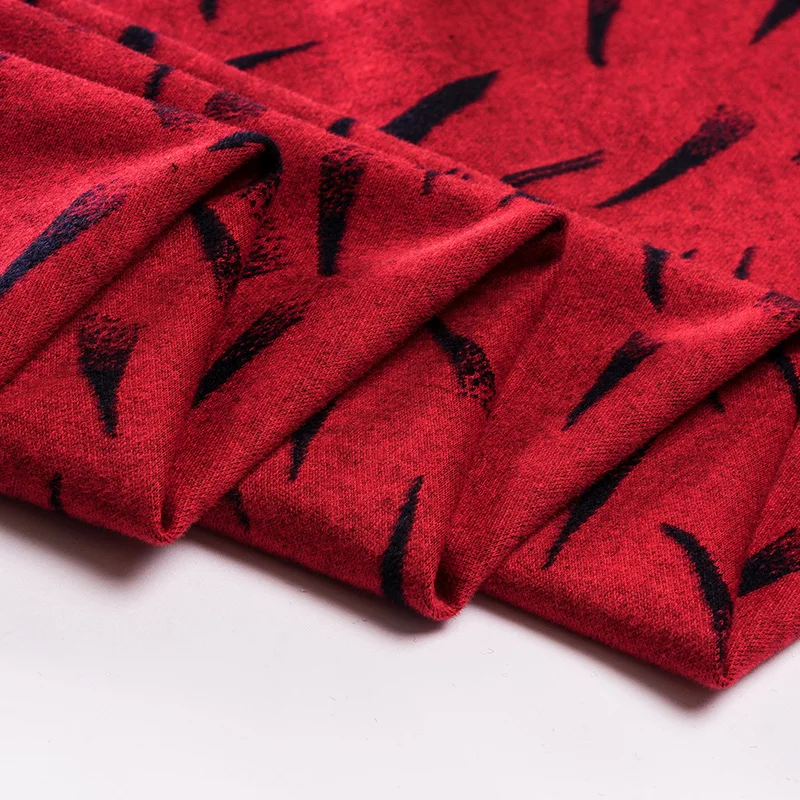 Красная Трикотажная бархатная ткань осень-зима, шерстяное жаккардовое платье, приталенная цветочная ткань, высококачественный модный бархатный материал