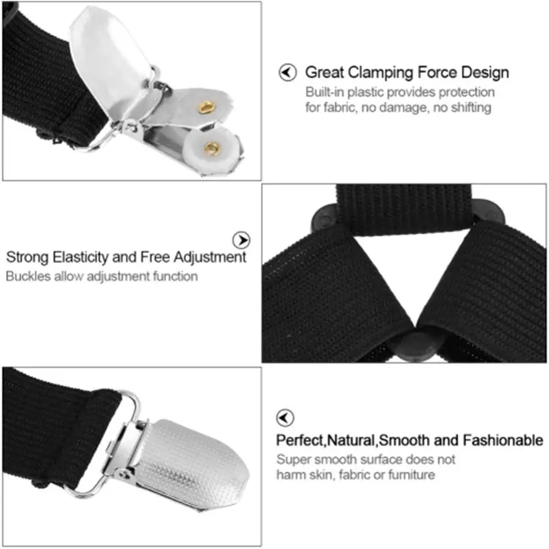  Six Sided Adjustable Bed Quilt Sheet Grippers Clips Fasteners Slip Proff Holder Elastic Bands Criss