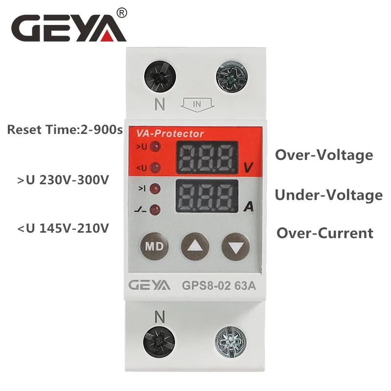 GEYA GPS8 din рейка двойной Дисплей Регулируемая Накладные наушники Напряжение ток
