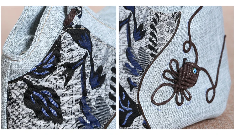 Fashion National string appliques women shopping small handbags!Nice Floral printed lady Day clutches All-match canvas carrier
