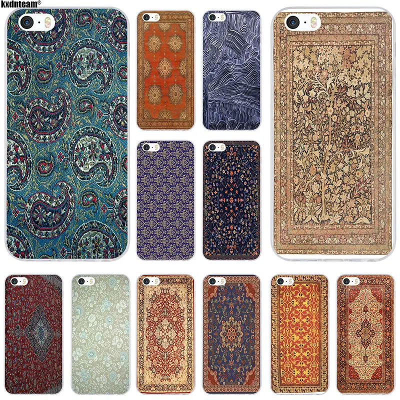 Soft TPU Silicon Mobile Phone Cases Pattern Pink For iPhone 6 6S 7 8 Plus X 4 4S 5 5S 5C SE Coque Bags Persian Carpet Floral | Мобильные