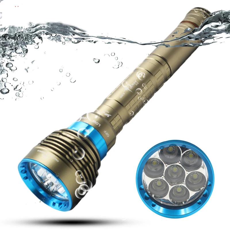 

FX-DZ50DX7 XML T6 7 Led 13000 lumens Super bright Diving Flashlight Swimming flashlight Light Waterproof Torch Underwater 100m