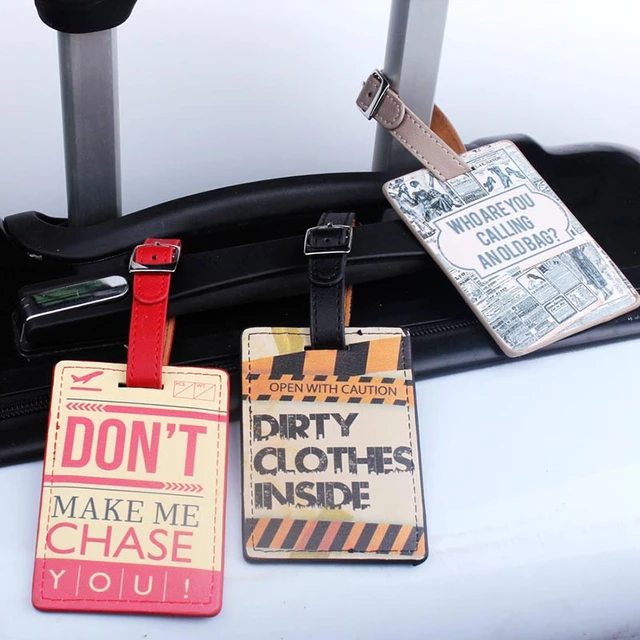 Leather Luggage Tag Travel Suitcase Name Address ID Baggage Label Address  Holder Portable Boarding Tags Travel Accessories - AliExpress