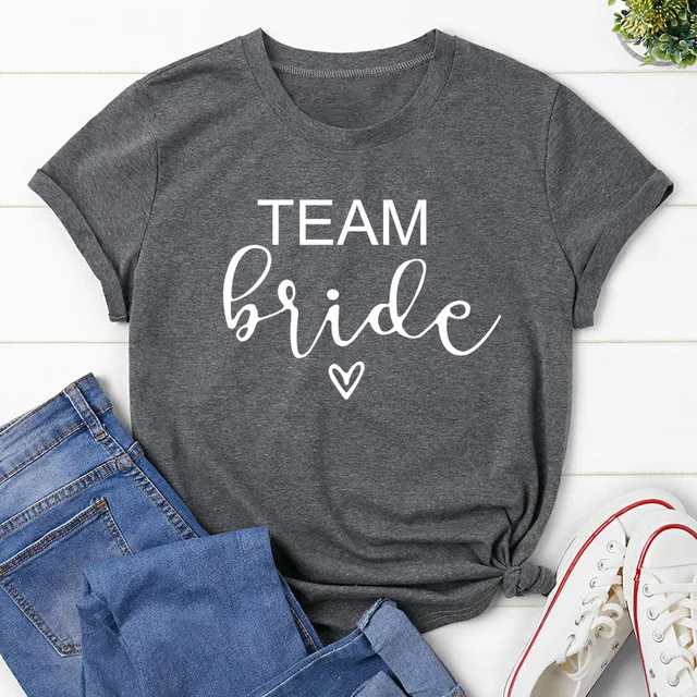 bachelorette team bride t shirt estonian wedding party ulzzang t-shirt cato women's tea bride short women tops drop ship Dark grey-2