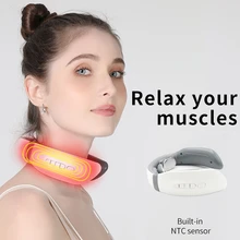 Electric Neck Massager Pulse Back Massager Far Infrared Heating Power Control Pain Relief Health Care Relaxation Tool Machine