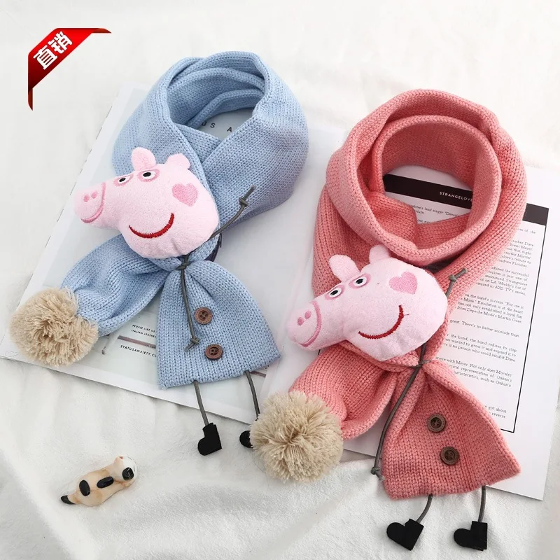 Peppa плюшевая игрушка свинка шарф милый детский шарф осень зима шарф ветрозащитный Теплый вязаный шарф свинка Пегги ребенок подарок на день рождения