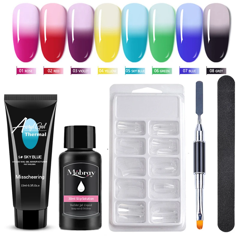 

15ml Thermal Polygel Extension Nail Polish Nail Acrylic Poly Gel Set Temperature Color Changing UV LED Quick Builder Gel