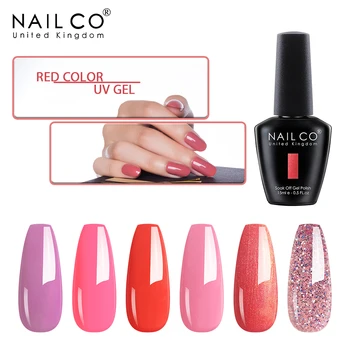 

NAILCO Red Color Gel 15ML Soak Off UV LED Nail Gel Polish Semi Permanant Gel Nail Art Varnish Top Base Gellak