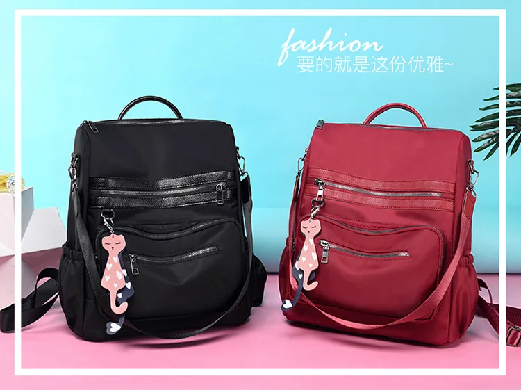 Zhenli Oxford Cloth WOMEN'S Bag Fashion Solid Color Ol Commuting Postman Backpack Lazada Cross Border Bag