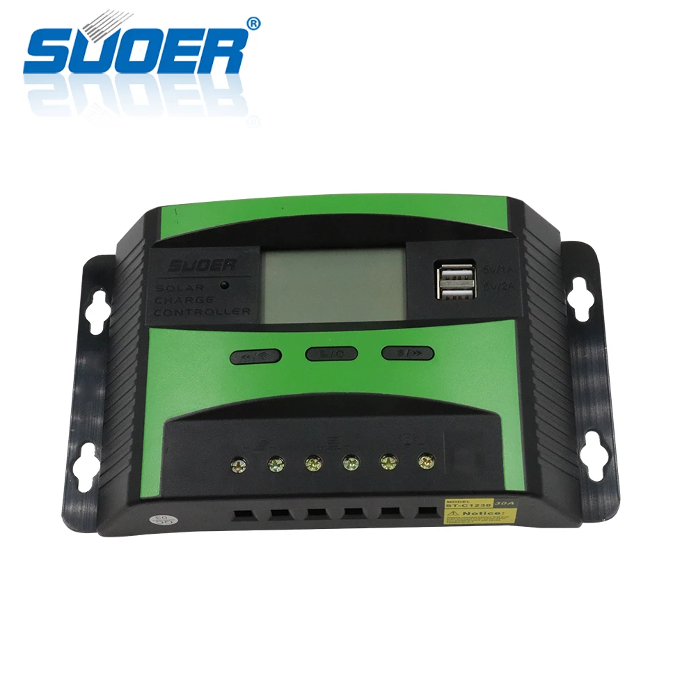 Suoer Pwm Charge Controller New Arrival 12v 24v 30a Pwm Intelligent Solar Charge Controller With Lcd Display St C1230 Solar Controllers Aliexpress