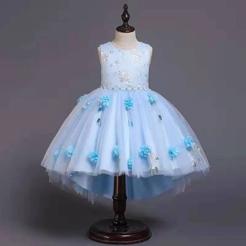 L-150Dress для девочек, Свадебное кружево из тюля, длинное платье для девочек, Элегантное нарядное платье принцессы для подростков