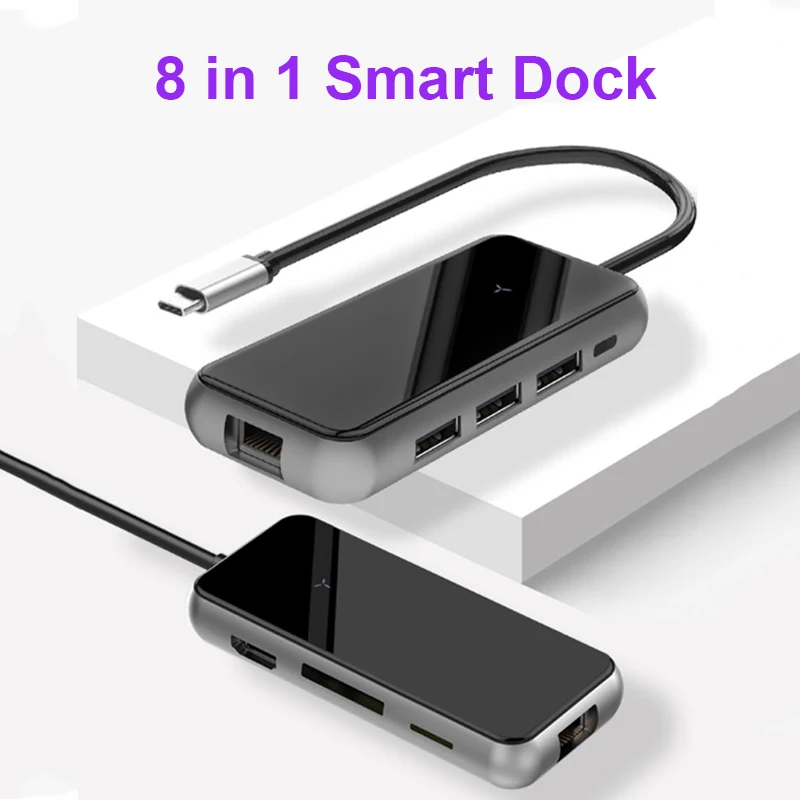 

Basix USB C HUB Docking Station USB 3.0 HDMI RJ45 Type-C HUB Adapter for MacBook Pro Air huawei MATE20 Samsung S8 TYPE C USB HUB