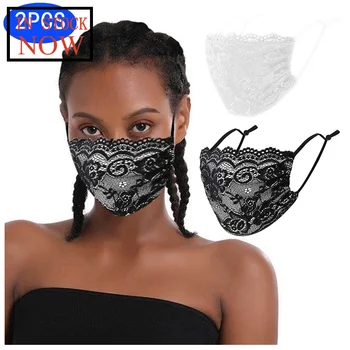 

2pcs Adult Lace Embroidery Reusable Washable Windproof Breathable Protect Mask Mascarilla Reutilizable Mascherine Lavabili Maske