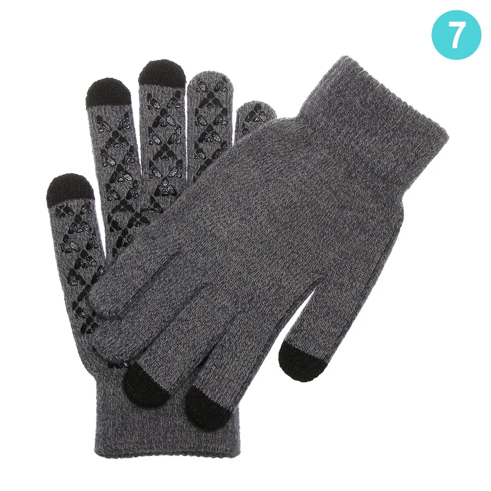 Knitted Thickened Stretchy Mittens Gloves Winter Warm Touch Screen Gloves Thermal Casual Covered Finger Halter Glove Accessories - Цвет: Цвет: желтый