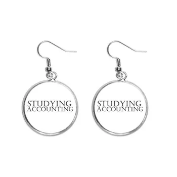 

Short Phrase Studying Accounting Ear Dangle Silver Drop Earring Jewelry Woman