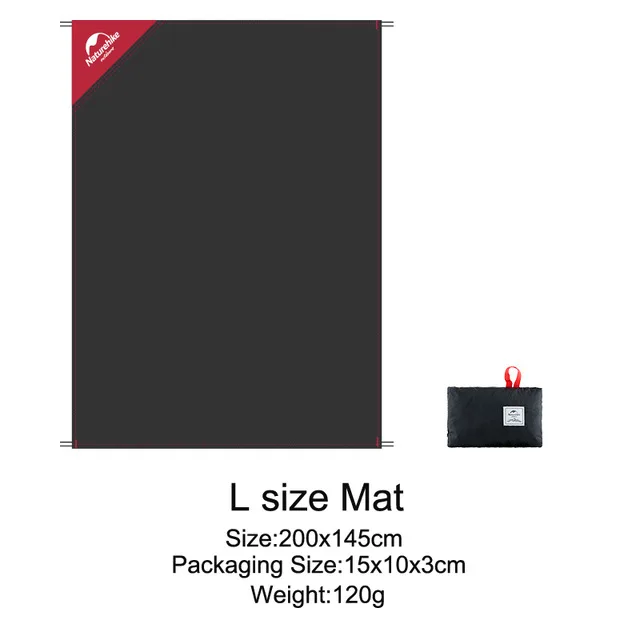 L size black NatureHike Outdoor multifunctional super light pocket cloth mat double-sided waterproof picnic camp mat Moisture-Froof Pads - Цвет: L size black