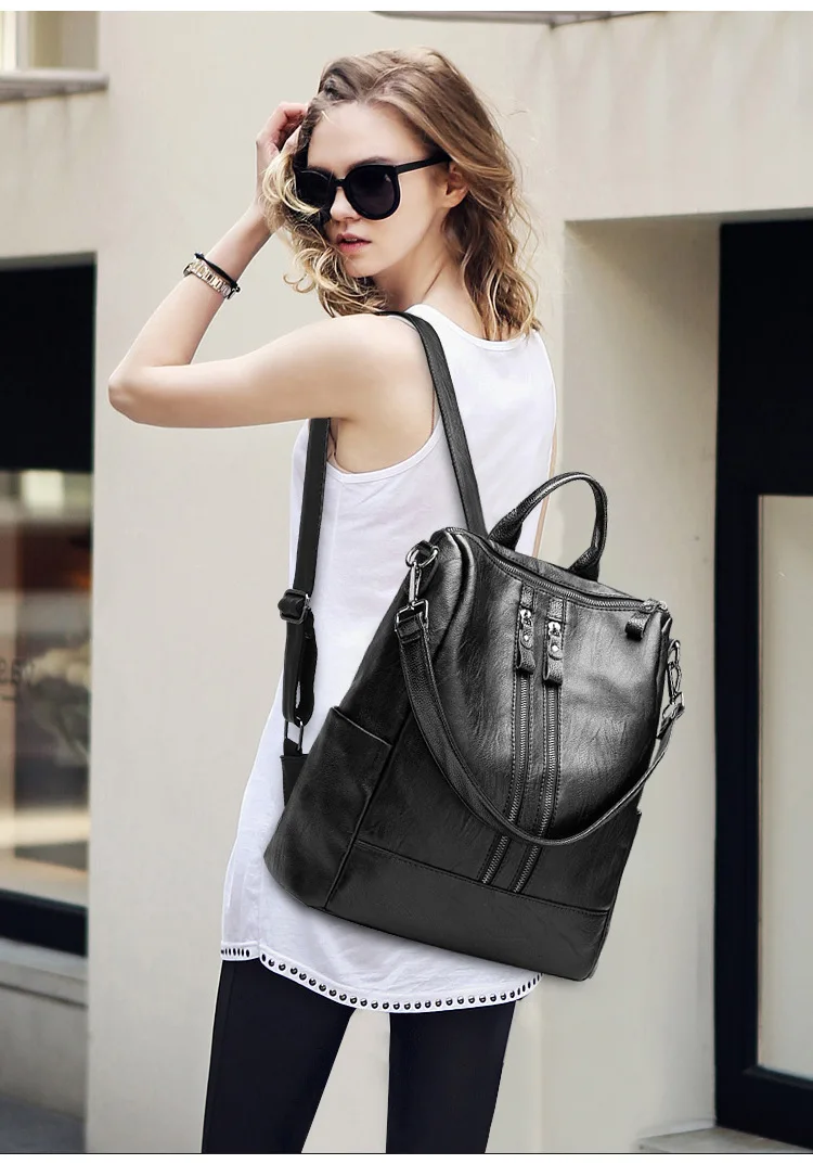 Модная женская сумка, рюкзак из натуральной кожи, Женский Противоугонный рюкзак, дорожная школьная сумка на плечо, мягкая детская сумка для мам