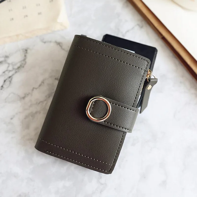 Dark Green Women Wallets Small Fashion Brand Leather Purse Ladies Card Bag For Women Clutch Women Female Purse Money Clip Wallet - Цвет: Dark Green