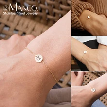 EManco DIY Алфавит пользовательские браслеты из нержавеющей стали для женщин персонализированный Круглый браслет с подвесками браслет «Лучший Друг» ювелирные изделия