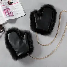 1 пара женских перчаток с искусственным мехом лисы Зимние перчатки на запястье пушистые рукавицы плюшевые перчатки варежки осенний нагреватель перчатки