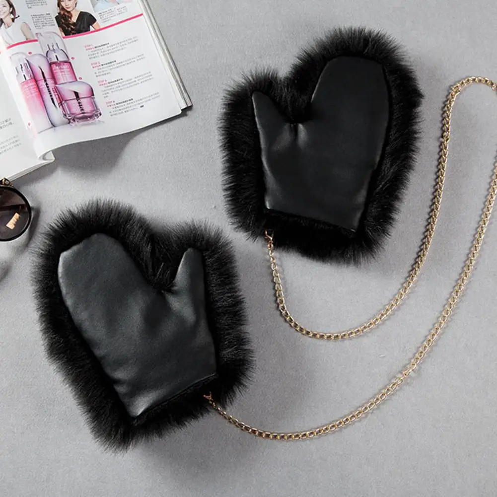 

1 Pair Women Gloves With Artificial Faux Fur Fox Winter Gloves Wrist Fluffy Mitten Plush Gloves Mittens Autumn Warmer Gloves