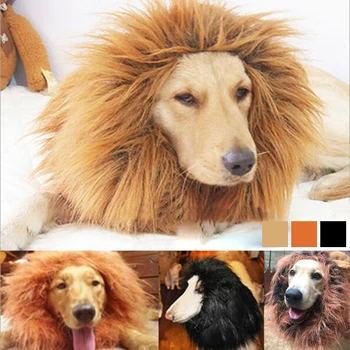

Lion Mane Costume for Cat Lion Dog Costume with Ear Funny Adjustable Lion Wig Pet Halloween Costume