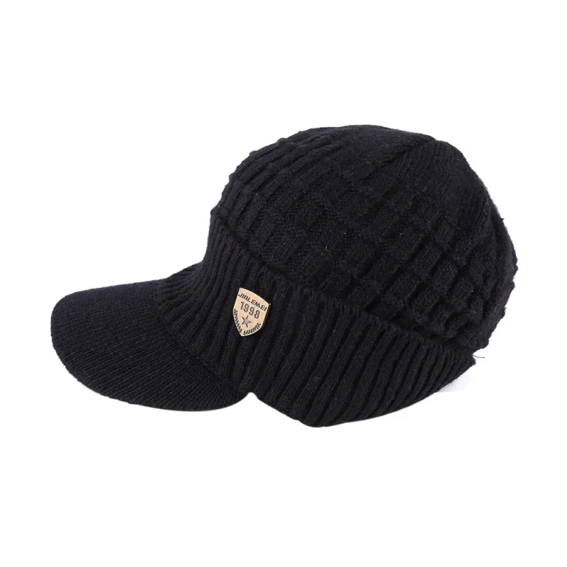 Winter Knitted Hat Men Women Thick Fluffy Thermal Windproof Flexible Beanie Peaked Outdoor Camping Cap